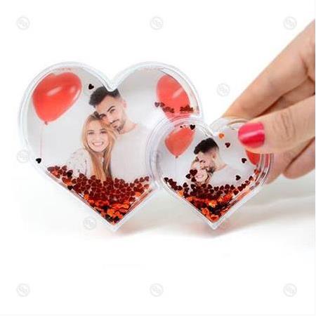 İkili Kalp Kar Küresi - Kalp Taneli