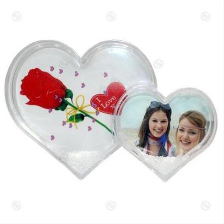 İkili Kalp Kar Küresi - Kar Taneli